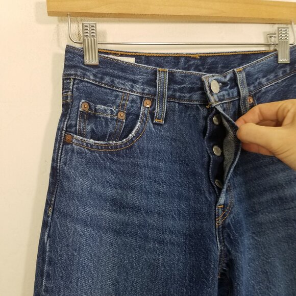 Levi's 501 Premium High Rise Button Fly Jens Blue Size 23 - Picture 3 of 9